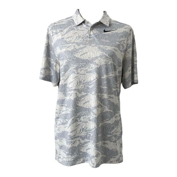 Men’s XL Polo Shirt Nike Grey and White Camouflage Short Sleeve Athletic - Picture 1 of 7